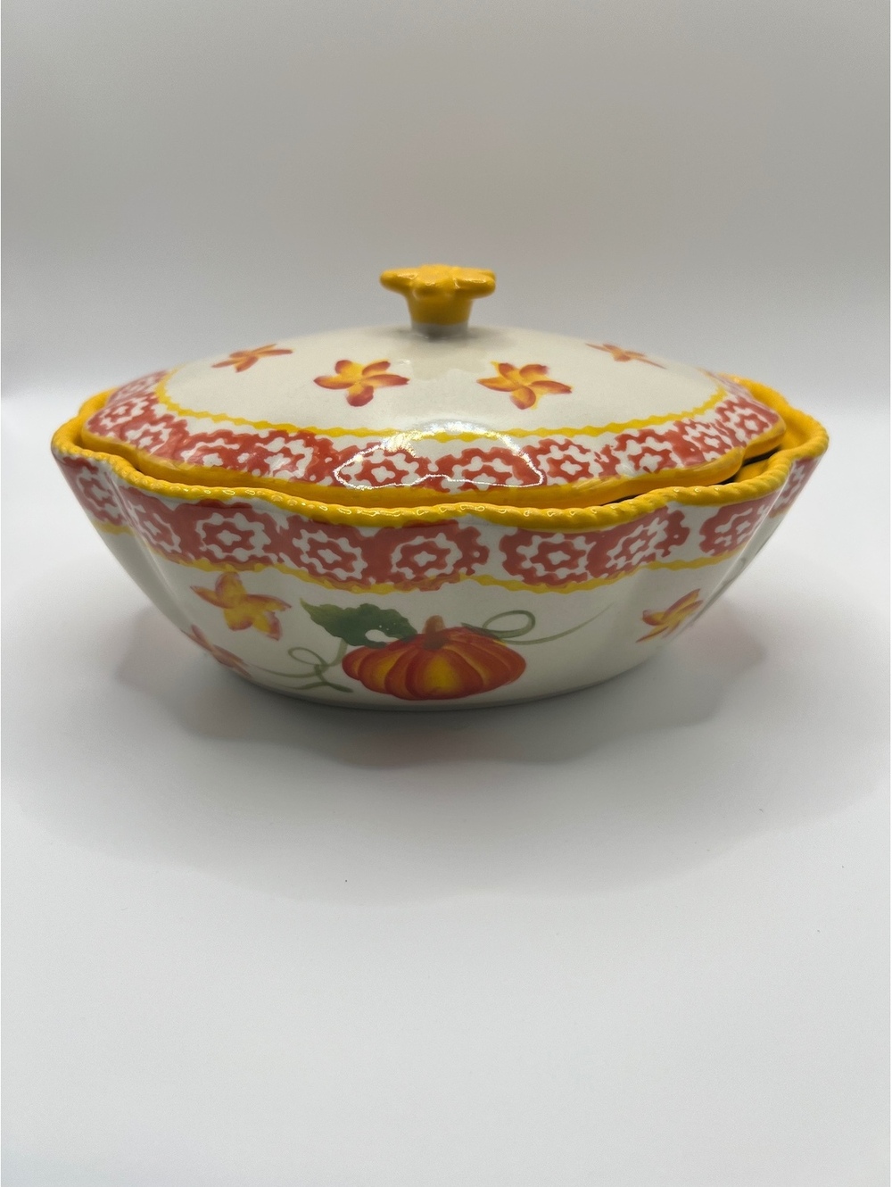 New Temp-tations by Tara handmade Ceramic Fall Pumpkin mini casserole bakeware